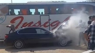 احتراق عربية أحمد شوبير بعد مغادرة مقر مدينة الإنتاج الإعلامي اليوم الأحد