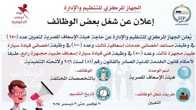 وظائف هيئة الاسعاف 