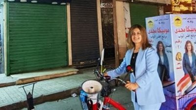  مونيكا مجدي مرشحة مجلس النواب تظهر بالدراجة في شوارع شبرا   