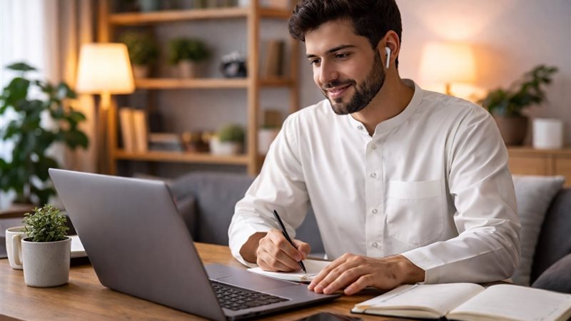 رجل عربي يعمل من