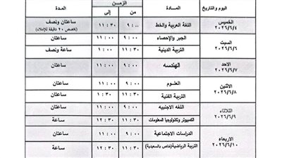 امتحانات الشهادة الإعدادية 2026 الترم الثاني 