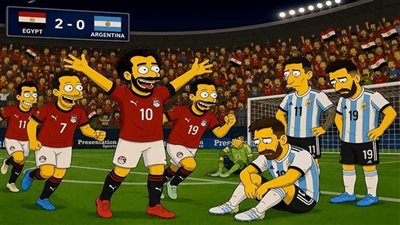 حقيقة صورة سيمبسون المتداولة عن فوز مصر على الأرجنتين  