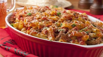 سر خلطة المطاعم في طاجن المكرونة باللحمة المفرومة