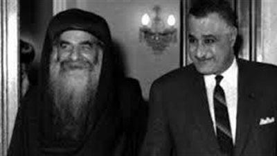 الزعيم جمال عبد الناصر في افتتاحية الكاتدرائية المرقسية بحضور البابا كيرلس السادس