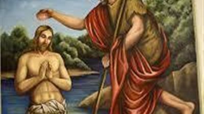 بالصورة..يد الشهيد يوحنا المعمدان التي وضعت علي رأس السيد المسيح في العماد