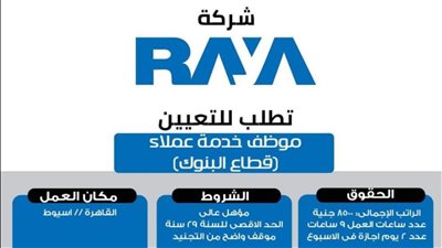 برواتب 8500 جنيه شركة راية تعلن عن وظائف جديدة 2024 للمؤهلات العليا الشروط ورابط التقديم تعرف