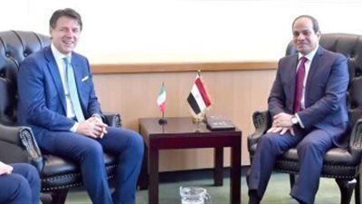السيسى لـ رئيس وزراء إيطاليا تكثيف الجهود للتوصل إلى تسوية لأزمات المنطقة