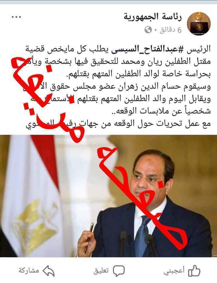 الجيش الإلكتروني يكشف حقيقة تدخل الرئيس بنفسه في قضية الطفلين ريان ومحمد