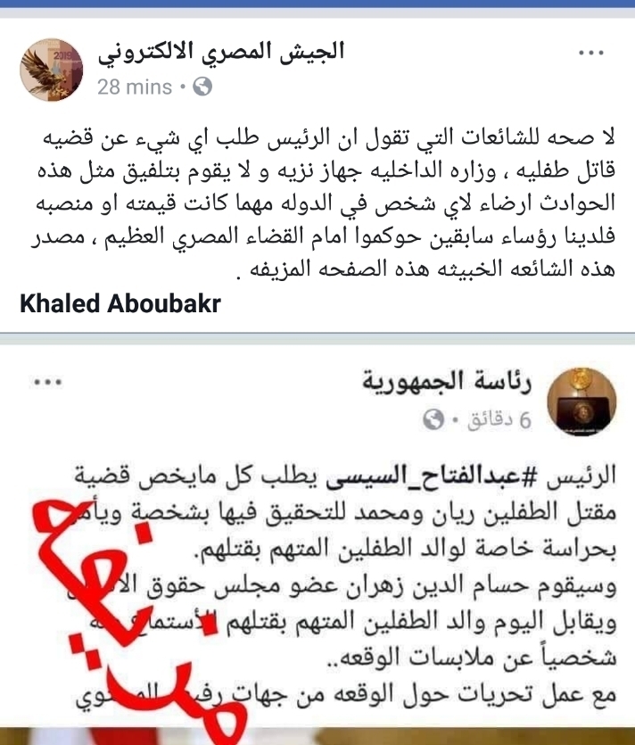 الجيش الإلكتروني يكشف حقيقة تدخل الرئيس بنفسه في قضية الطفلين ريان ومحمد